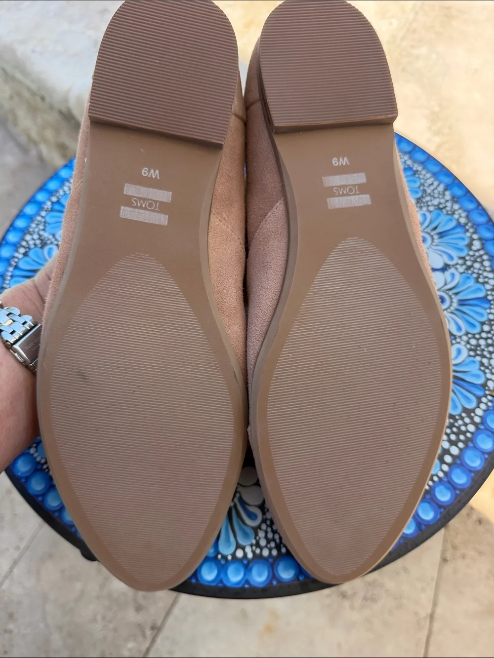 Toms Women's Suede Pointed Flats in Blush Tan